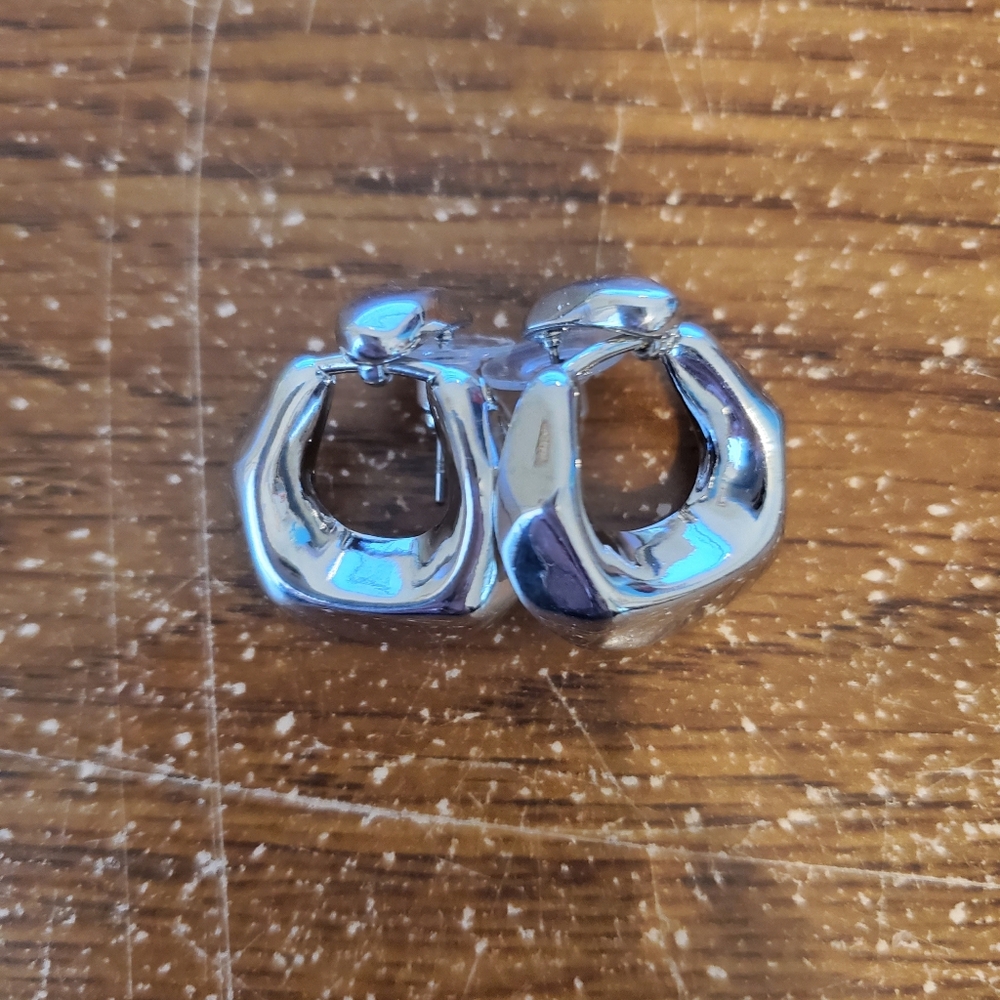 Silver Geometric Hoop Earrings